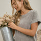 WASHED SHORT SLEEVE BOXY KNIT TOP