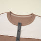 Colorblock Waffled Patchwork Loose Top