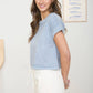 WASHED SHORT SLEEVE BOXY KNIT TOP
