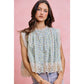 FLORAL PRINT WOVEN BUTTON DOWN TRIMMED BLOUSE TOP