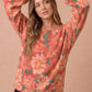 Oversized Mixed Print Sweater Knit Top