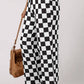 Checked Print High Waist Wide Leg Pants