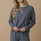 Round Neck Striped Oversized French Terry Top