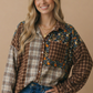 Plus Button Down Color Block Oversized Top