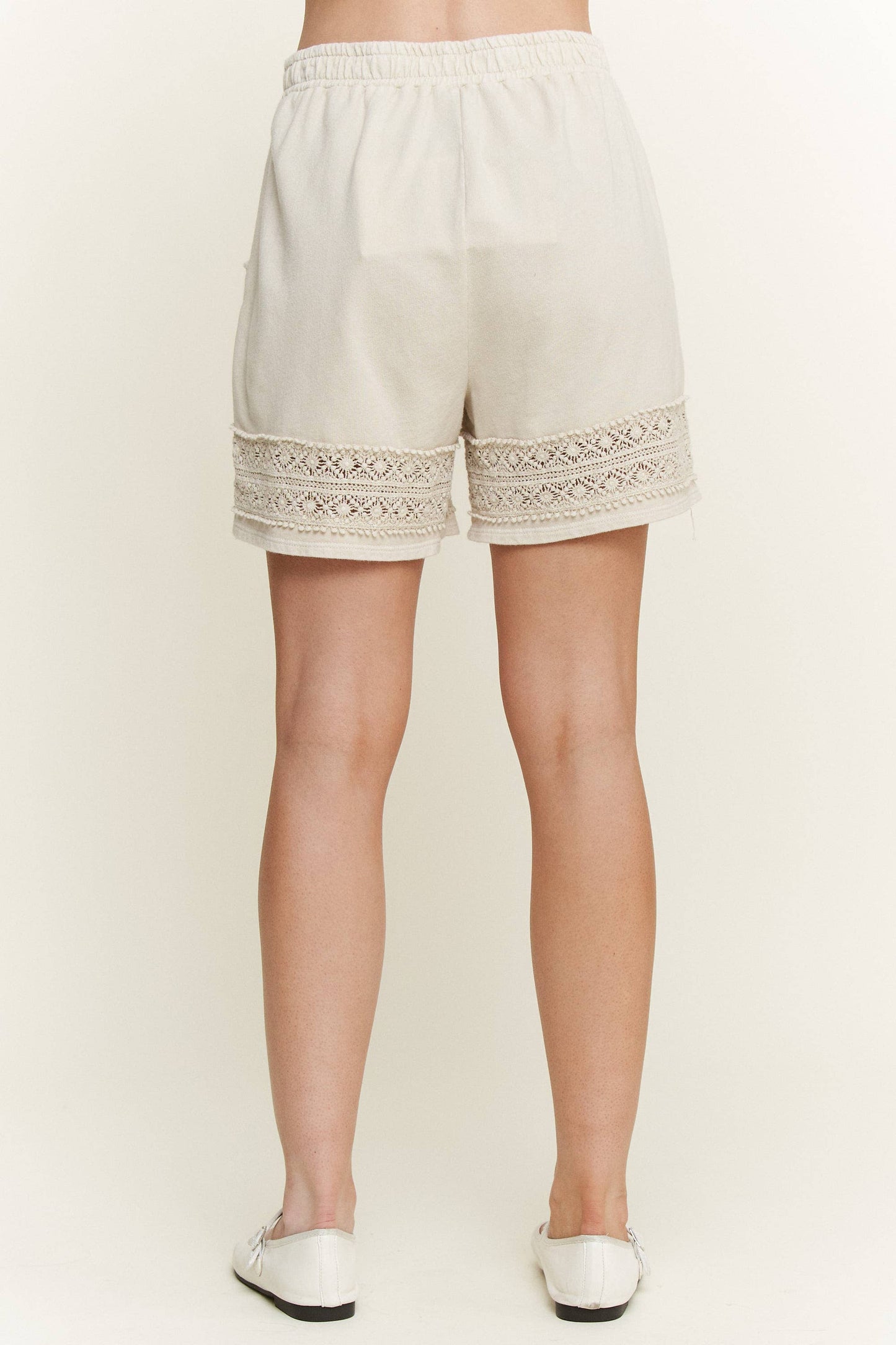 Mineral Washed Lace Trim Shorts