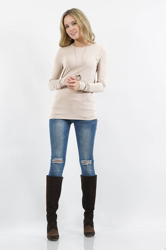 Brushed Microfiber Long Sleeve Tee Zenana