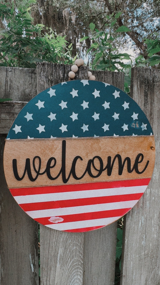 Patriotic Rustic Door Hanger