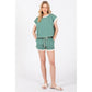 Contrast Striped Round Neck Top & Shorts Set Loungewear