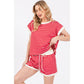 Contrast Striped Round Neck Top & Shorts Set Loungewear