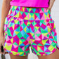 66 Leopard/Checkered High Waisted Athletic Shorts (S-XL): Blue Leopard / Missy / XL