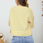 RAW EDGE HENLEY SHORT SLEEVE WAFFLE KNIT TOP