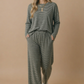 Round Neck Striped Oversized French Terry Top