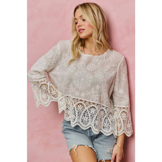 FLORAL EMBROIDERED CROCHET LACE