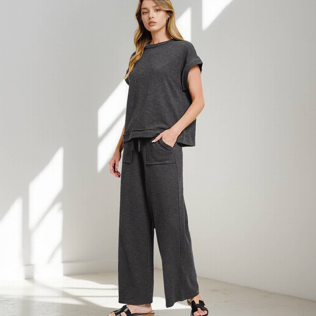 Cotton Slub Tee & Pants 2pc Set  Zenana