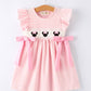 Stripe Girls Dress Bow Smocked Ruffle Sleeve