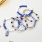 5PCS - GAME DAY Football Charm Heishi Faceted Beaded Stretch Multi Layered Bracelets