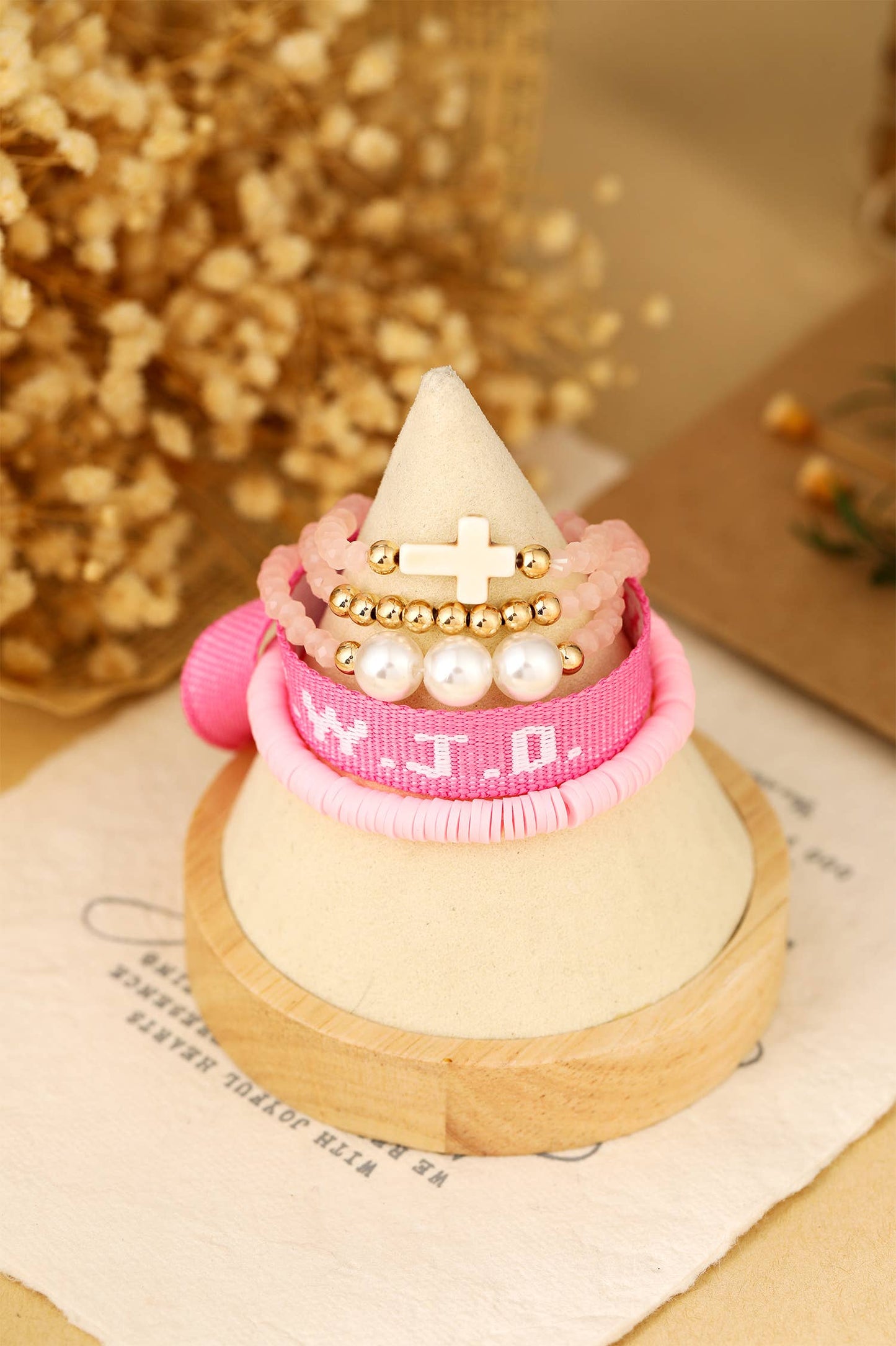 WWJD Faith Prompt Mix Beading 5pcs Bracelet Set