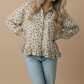 Collared Floral Peplum Hem Babydoll Shirt