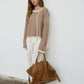 CONTRAST TRIM AND KNIT PATTERN LONG SLEEVE SWEATER