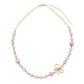 Kids Pearl, Pink Floral Bead Necklace with Gold Bow in Body