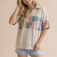Collared Notch Neck Floral Patchwork Print Top