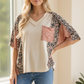 Floral Leopard Color Block Dolman Knit Top