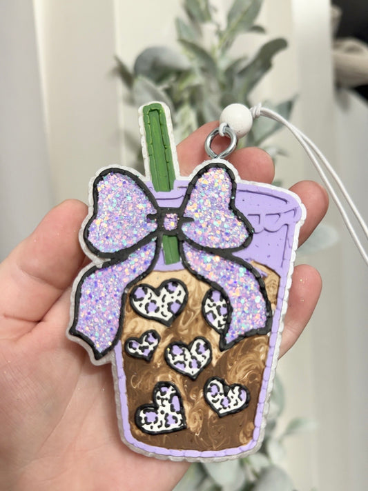 Coffee w/purple bow Freshie
