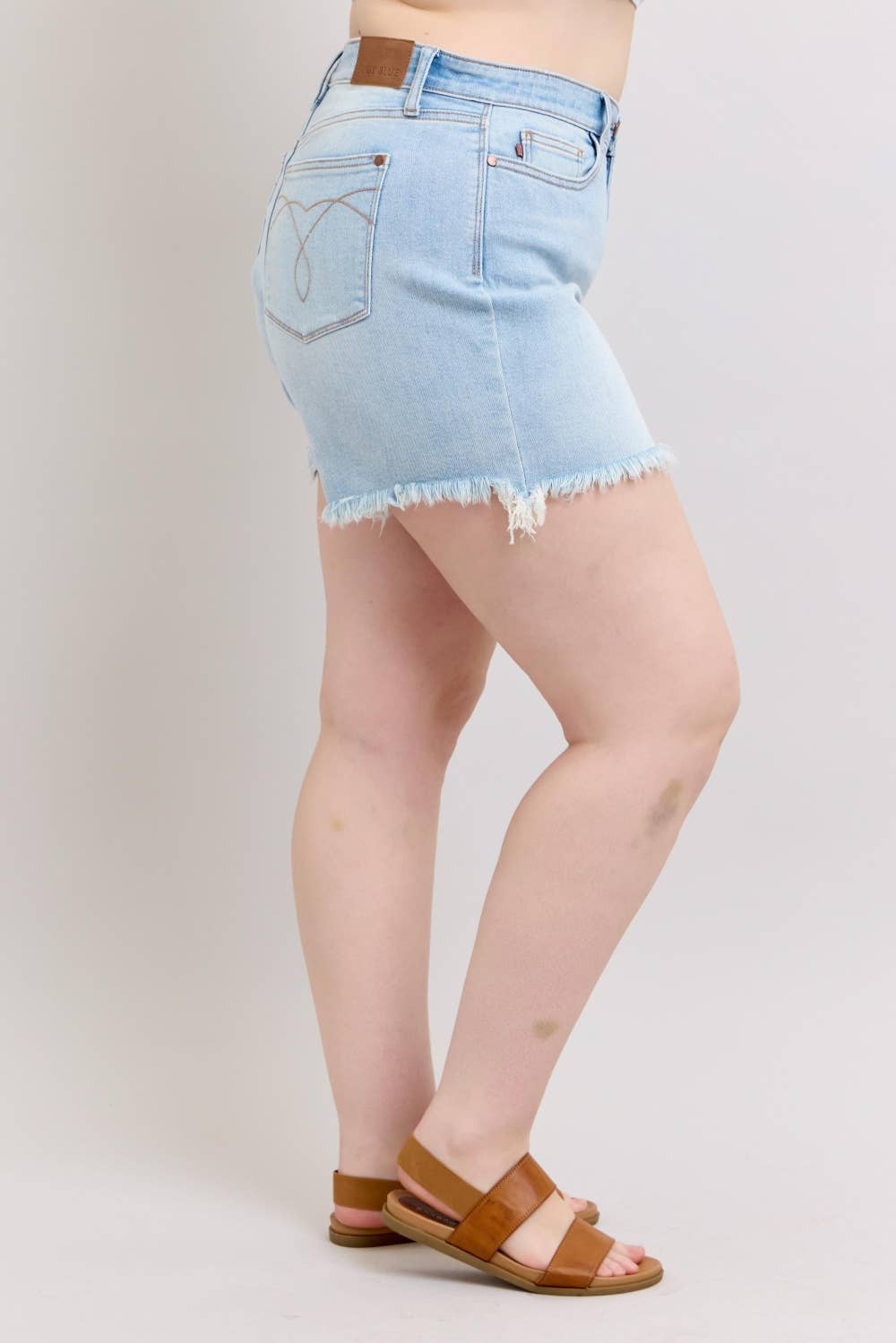 Long Cut Off 2 Button Dad Shorts - PLUS