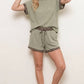 Leopard Print Trim Waffle Knit Loungewear Set