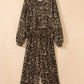 Brown Leopard Print Patchwork Pullover Drawstring Loose Pant Set