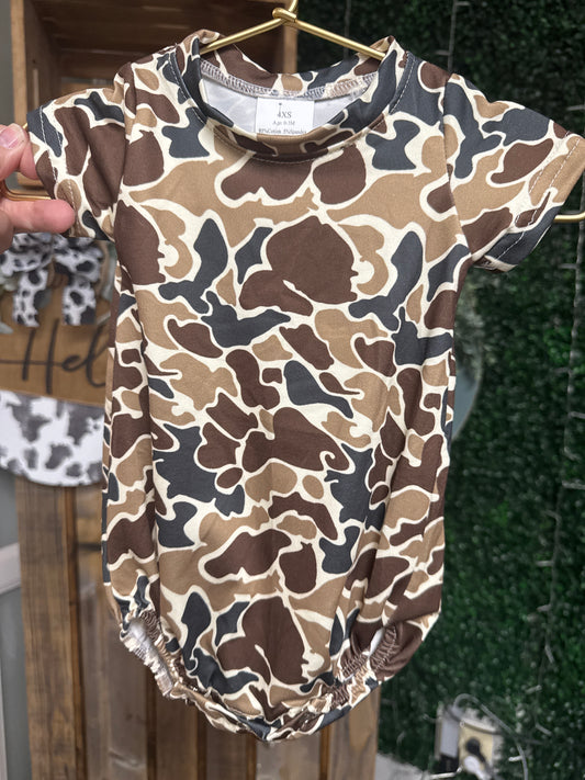 Brown Duck Camo Onesie
