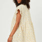 Womens Ditsy Floral Smocked V Neck Dress