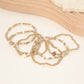 6PCS - Cross Charm Faceted Beaded Stretch Multi Layered Bracelets