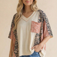 Floral Leopard Color Block Dolman Knit Top
