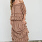 FLORAL RUFFLED TIERED HEM MIDI SKIRT