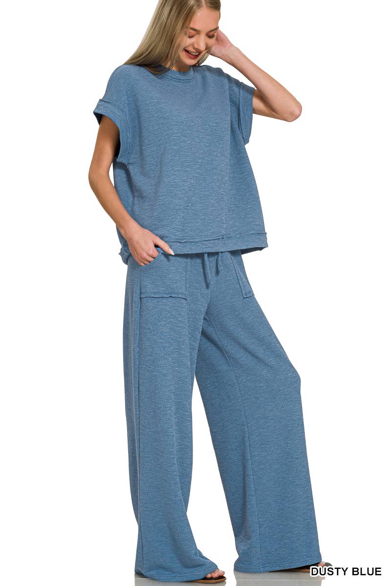 Cotton Slub Tee & Pants 2pc Set  Zenana