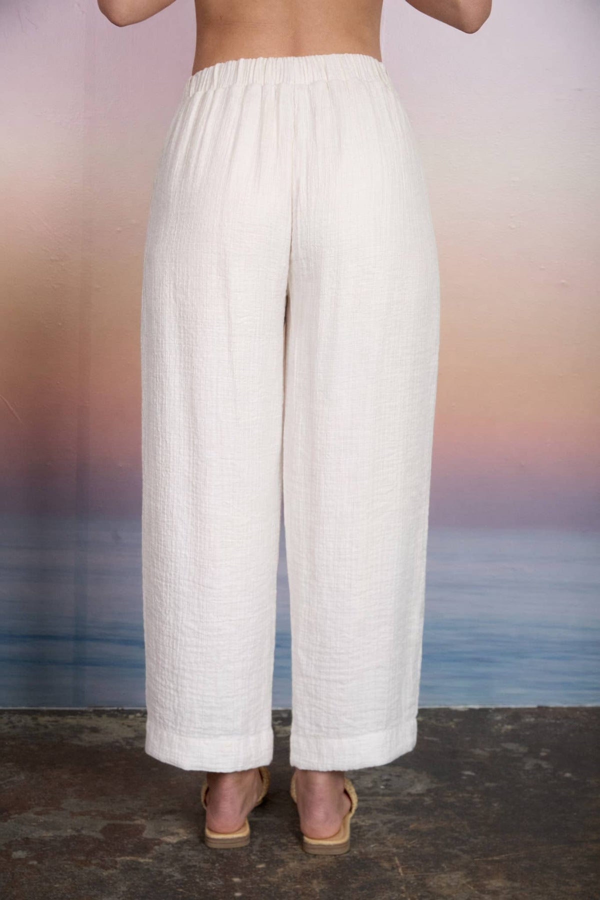 TEXTURED HIGH ELASTIC WAIST LOUNGE PANTS