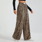 Leopard Print Wide Leg Pants High Waist Casual Trousers