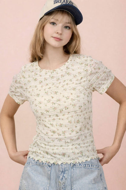 Floral Print Fitted Casual Top