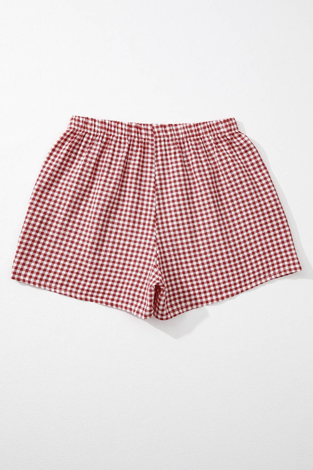 Blue Gingham Printed High Waist Shorts