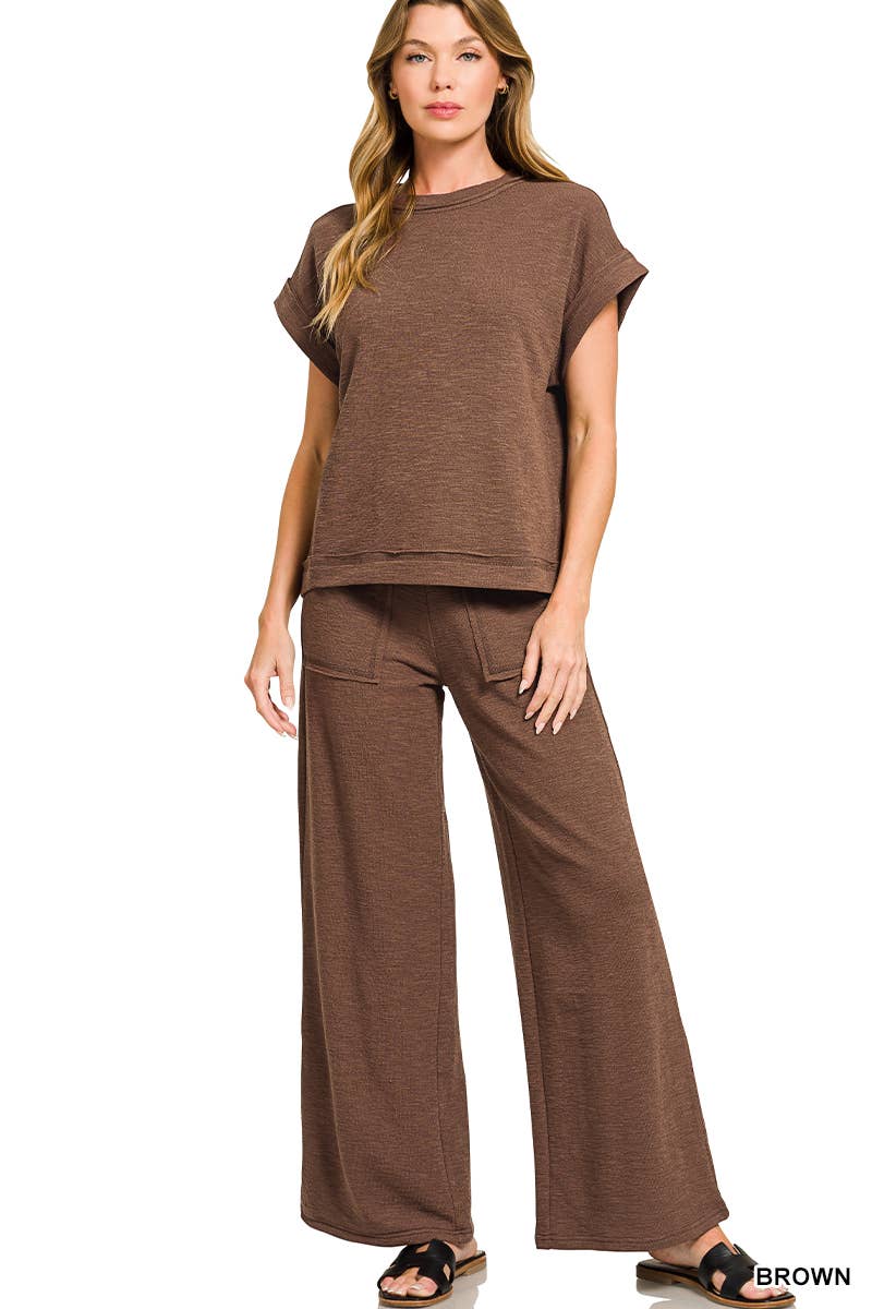 Cotton Slub Tee & Pants 2pc Set  Zenana