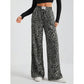 Leopard Print Wide Leg Pants High Waist Casual Trousers