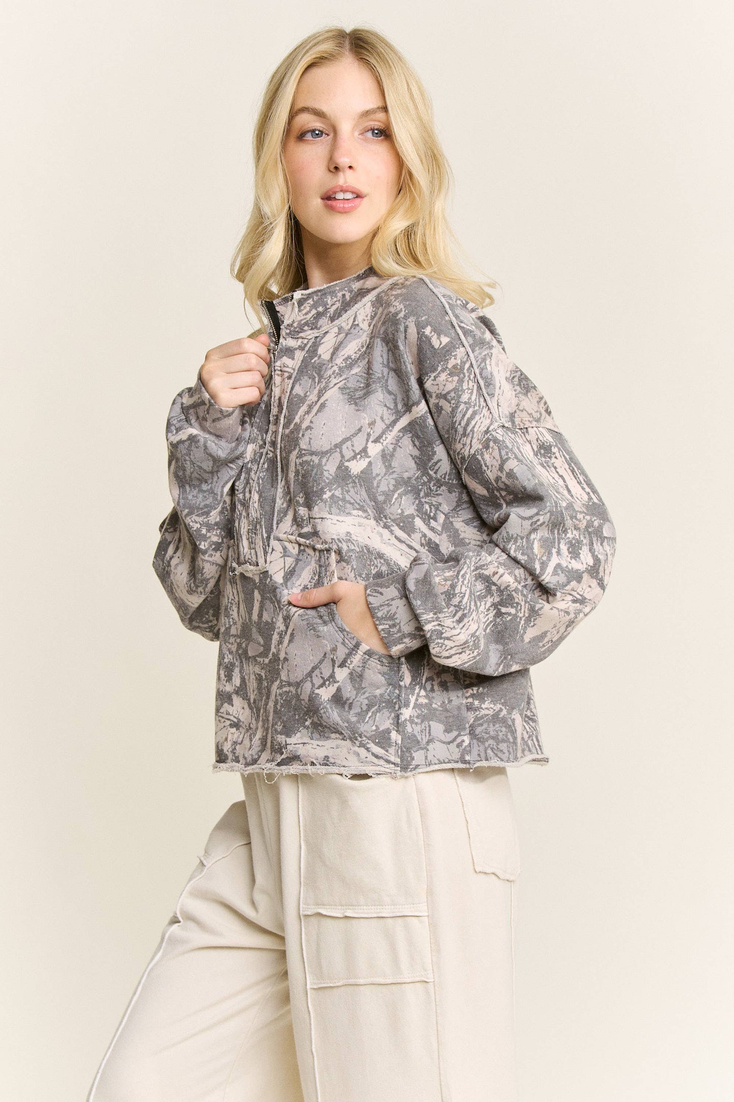 Shelby Camo Quarter Zip Top