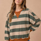 Striped Color Block Hacci Pullover Top