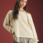 LAYERED HALTER LACE NECK OFF-SHOULDER KNIT TOP