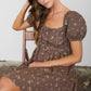 DITSY FLORAL PUFF SLEEVE SQUARE NECK MINI DRESS