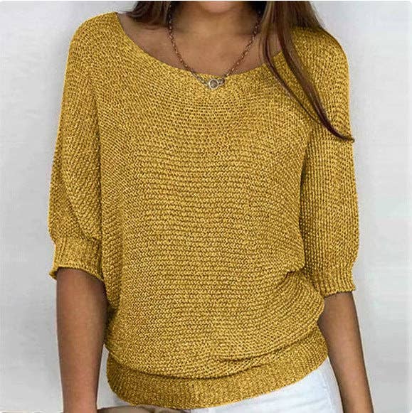 Lightweight Knit Sweater Dolman Sleeve Pullover Top