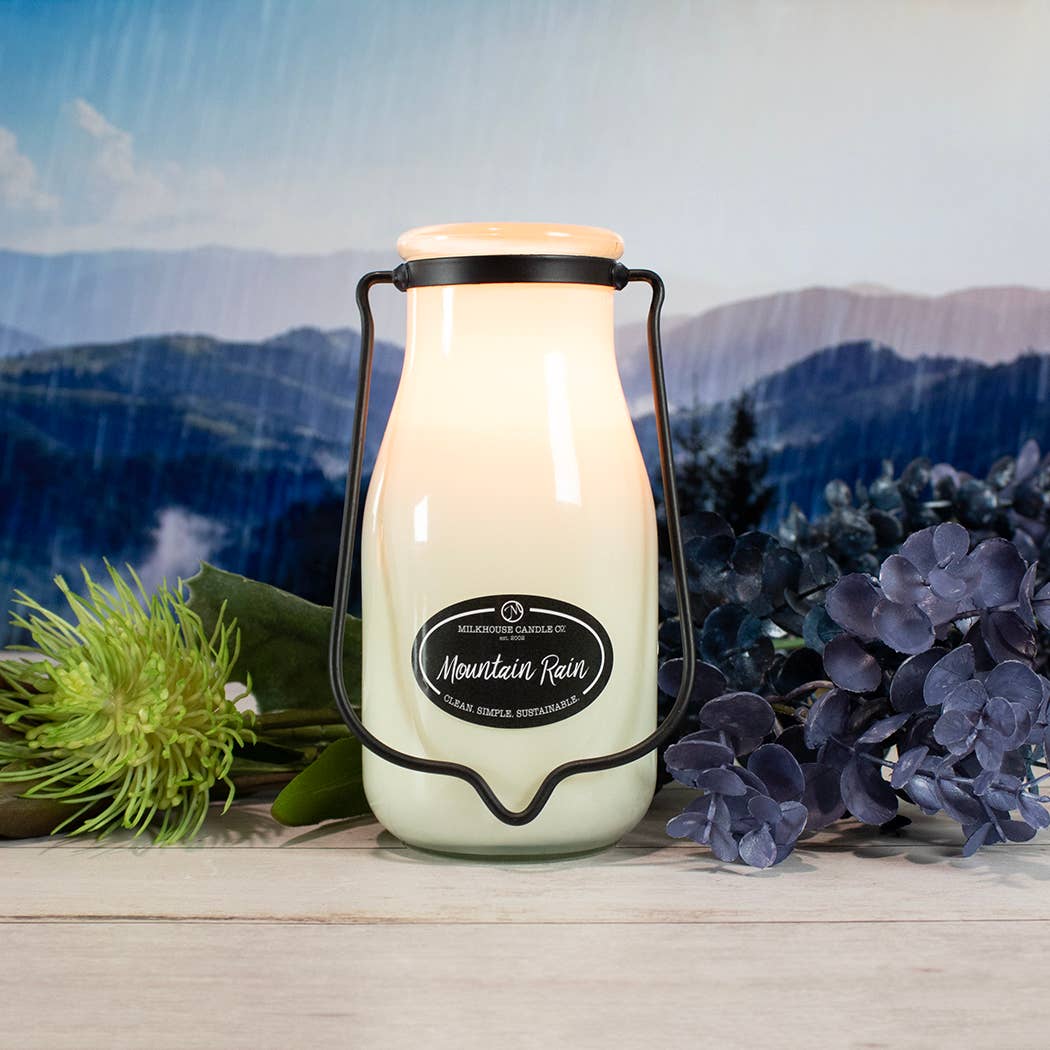 14 oz Milkbottle Candle: Mountain Rain