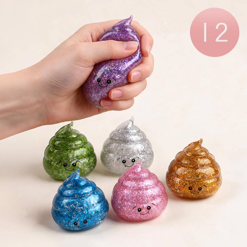 12PCS - Glitter Poop Squeeze Squishy Stress Relief Toy