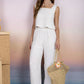 TEXTURED HIGH ELASTIC WAIST LOUNGE PANTS